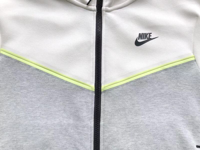 Conjunto Nike Tech Fleece Branca / Cinza / Neon - Encomenda