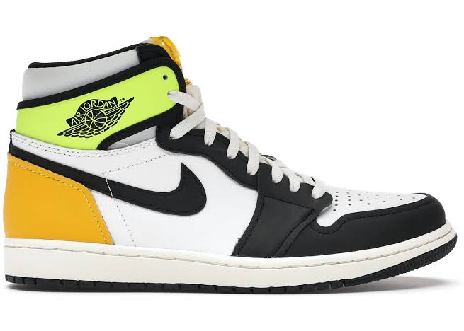 Jordan 1 Retro High White Black Volt University Gold - Encomenda