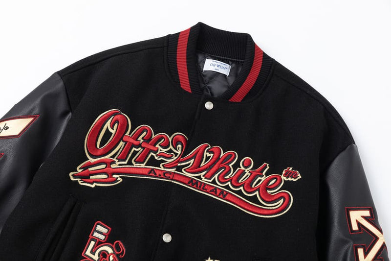 Jaqueta Varsity Off-White x AC Milan Black Red - Encomenda