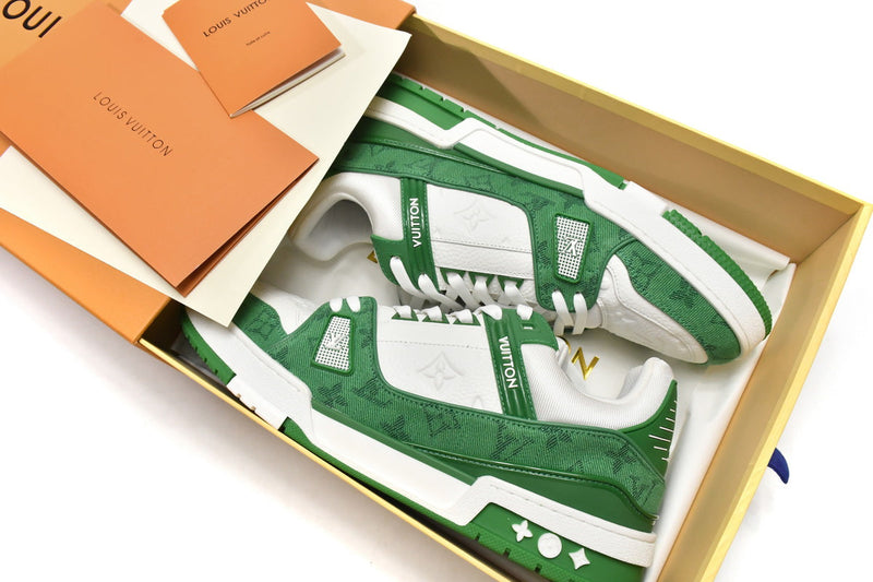 Louis Vuitton Trainer Green Monogram Denim White - Encomenda