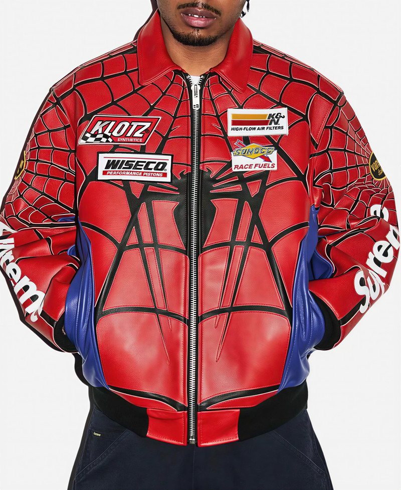 Jaqueta Vanson Leathers x Supreme Jaqueta Spider-Man Red SS26-W14 - Encomenda